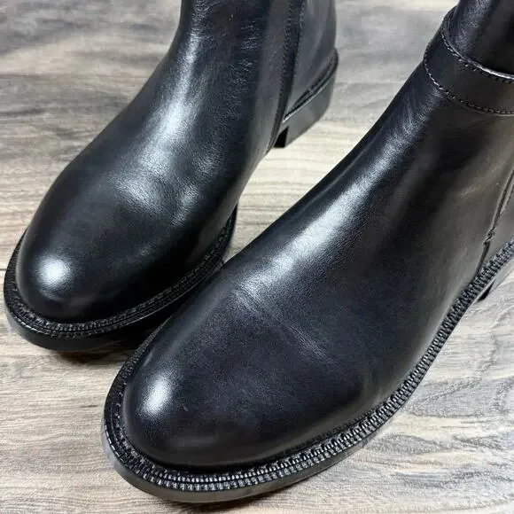 NIB Sam Edelman Nolynn 8M Black Leather Buckle Short Riding Ankle Boots Booties - Picture 9 of 12